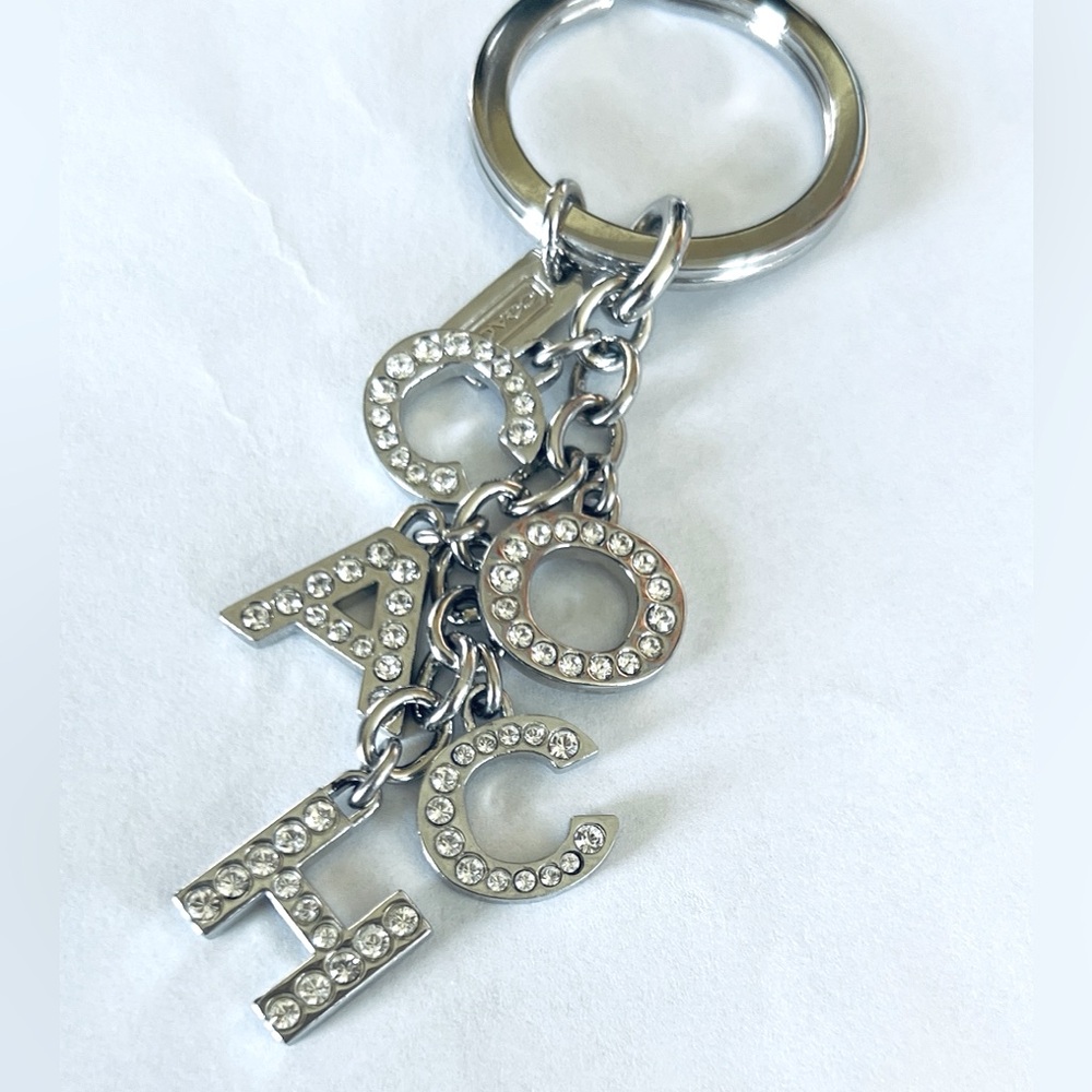 Coach Crystal Letter Silver Key Chain / Fob Purse Charm